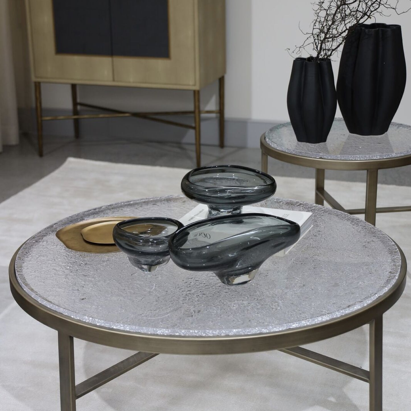 Elise Textured Metal Coffee Table - Brass Coffee Table Raffine
