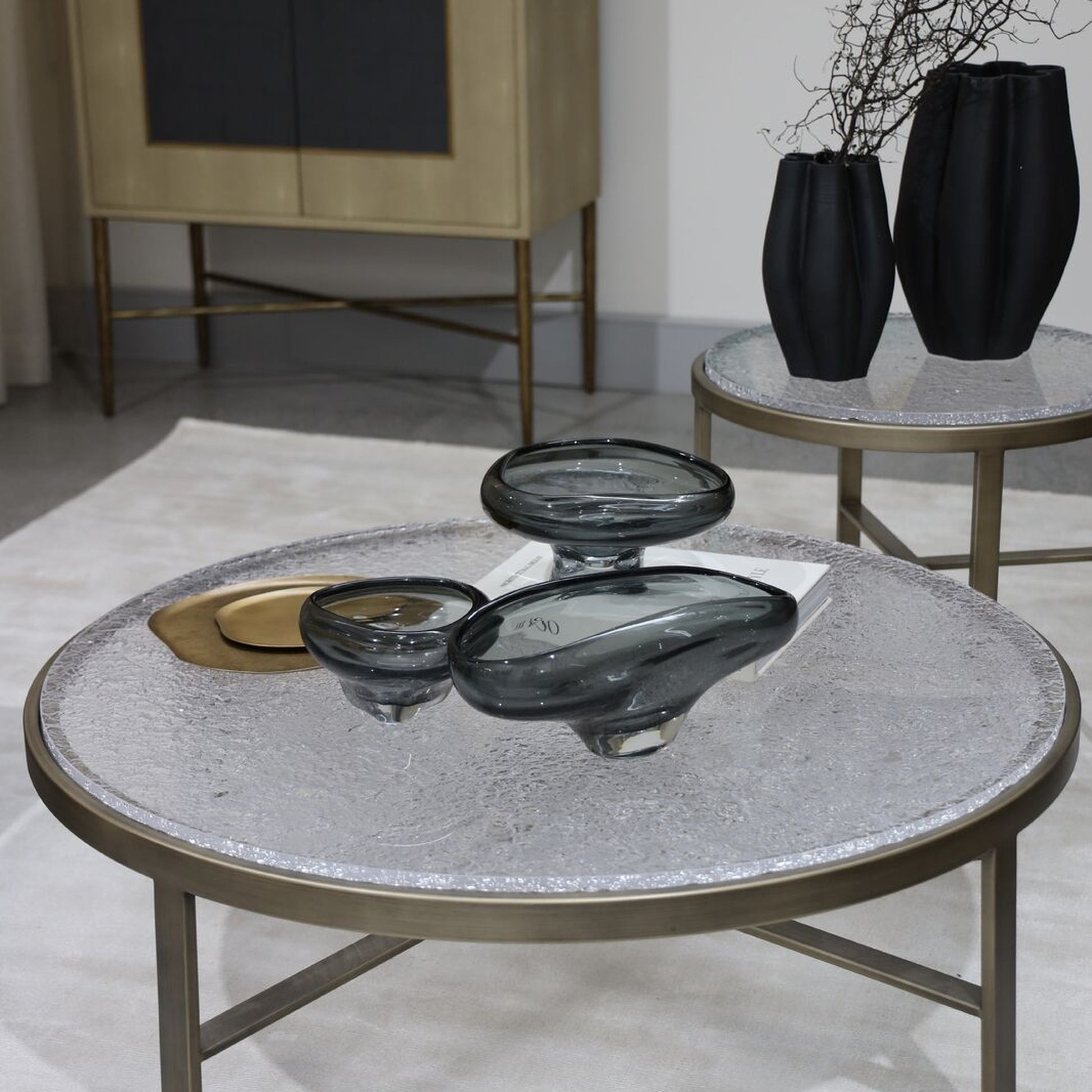 Elise Textured Metal Coffee Table - Brass Coffee Table Raffine