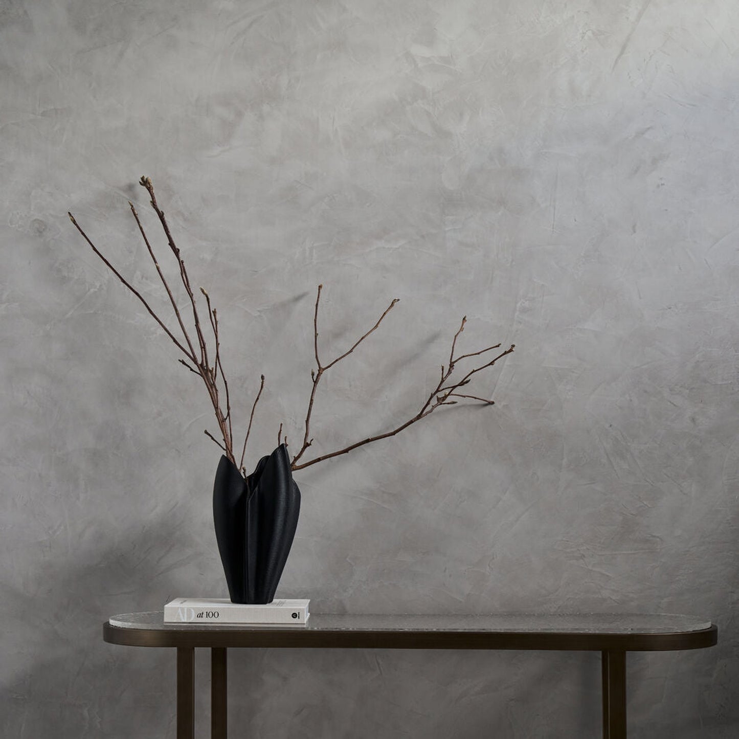 Elise Textured Metal Console Table - Brass Console Table Raffine