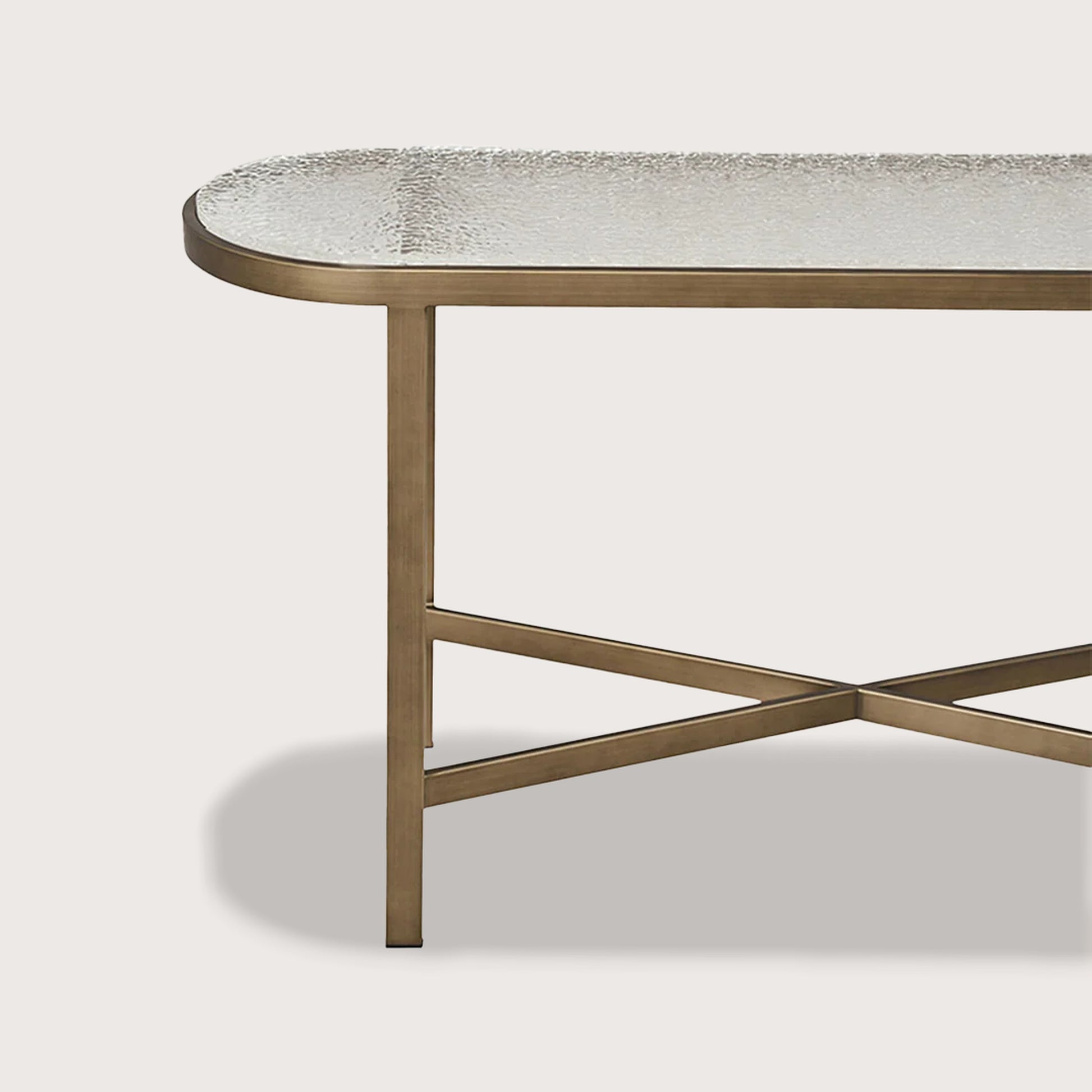 Elise Textured Metal Console Table - Brass Console Table Raffine