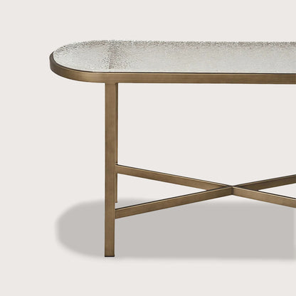 Elise Textured Metal Console Table - Brass Console Table Raffine