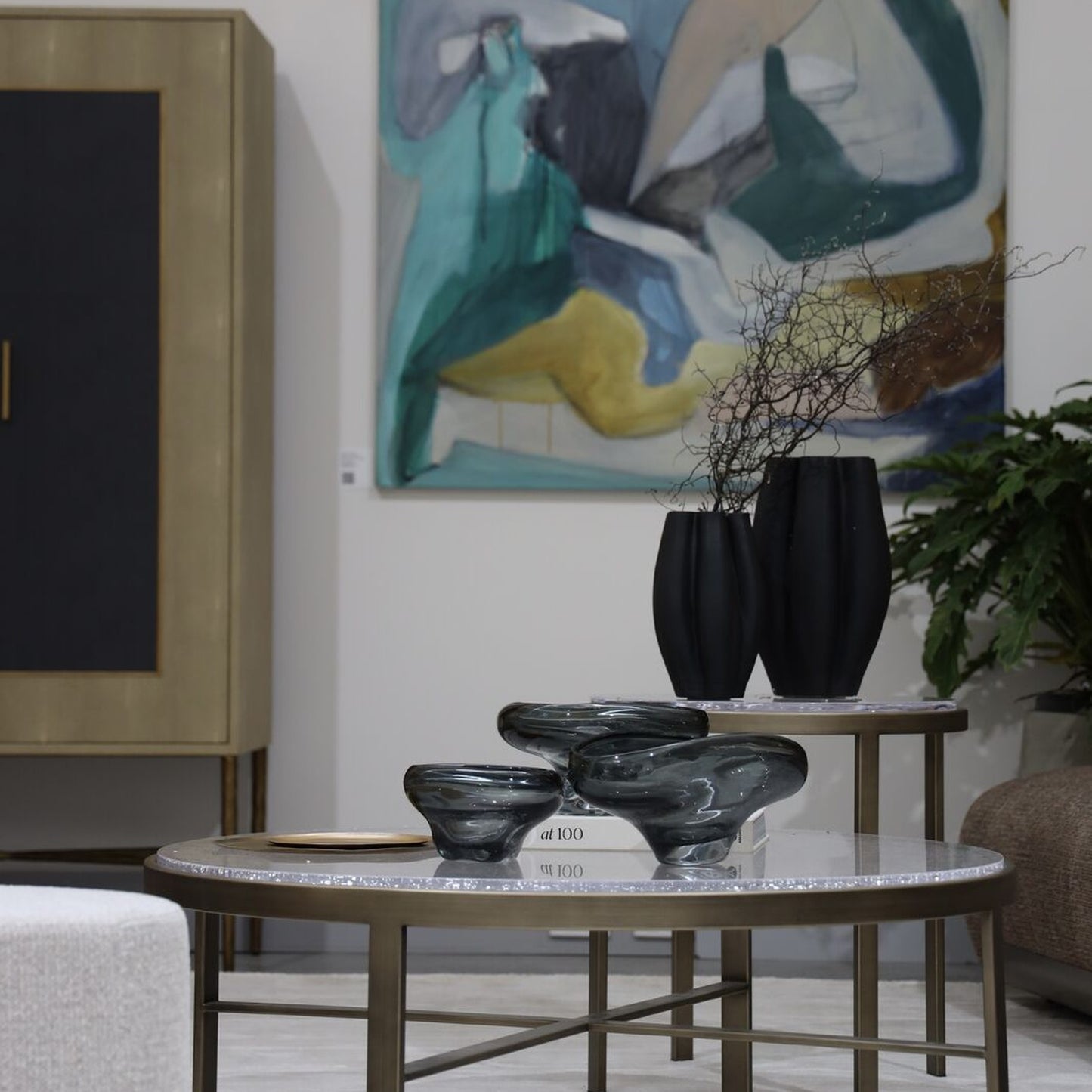 Elise Textured Metal Side Table - Brass Side Table Raffine
