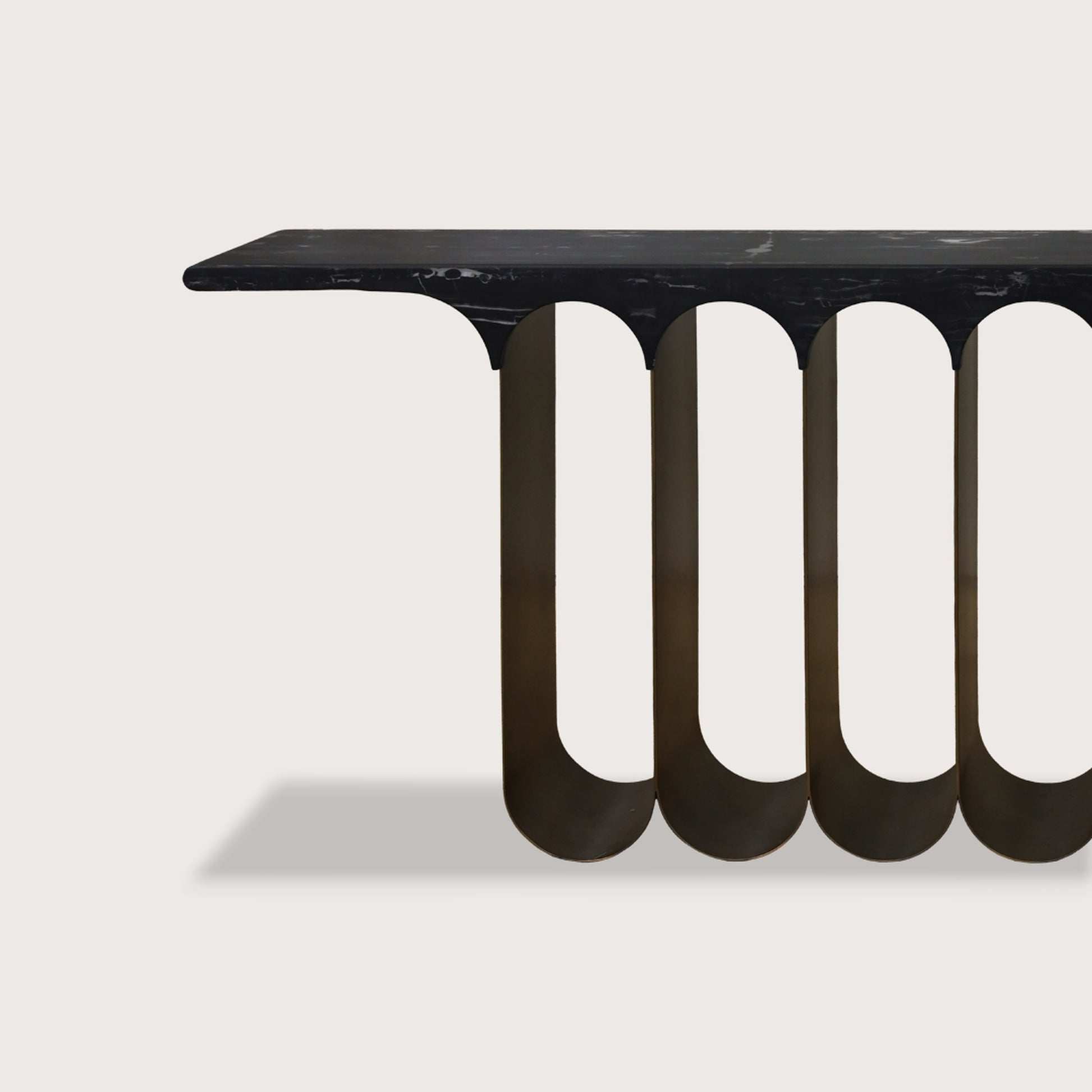 Ember Curved Marble Console Table - Black Console Table Raffine