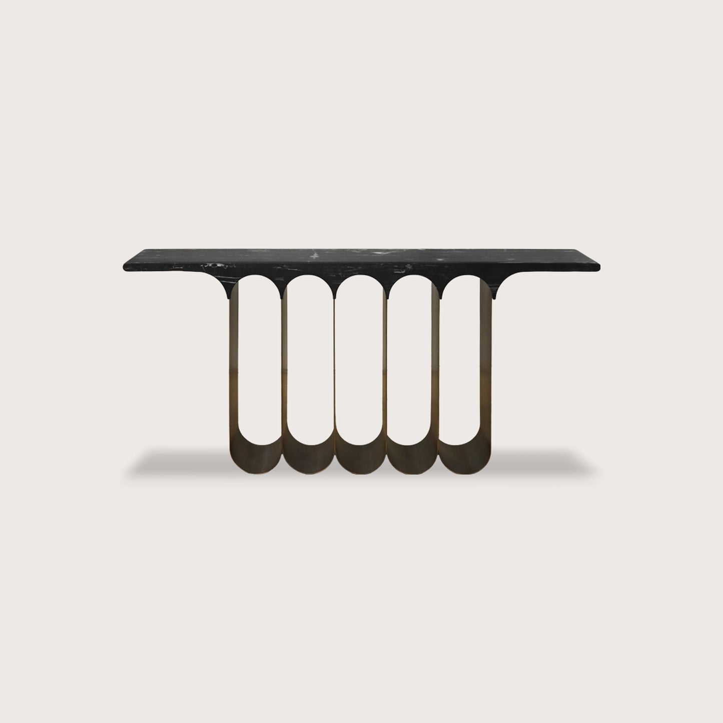 Ember Curved Marble Console Table - Black Console Table Raffine