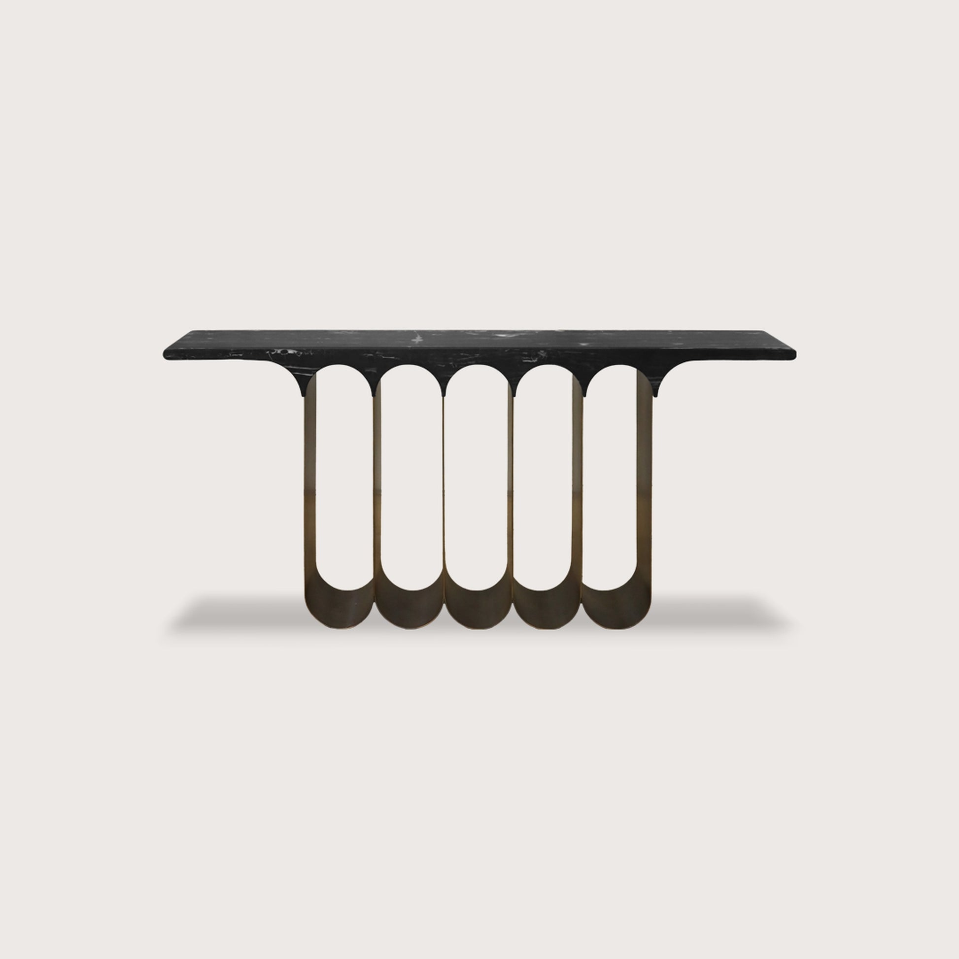 Ember Curved Marble Console Table - Black Console Table Raffine