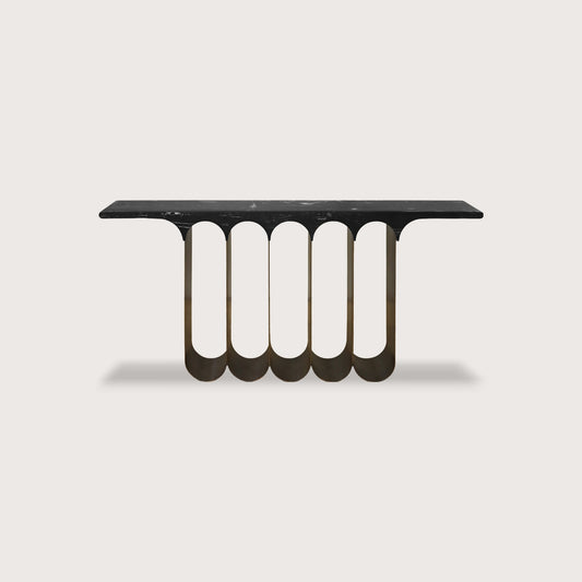 Ember Curved Marble Console Table Console Table Raffine Black