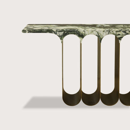 Ember Curved Marble Console Table - Jade Console Table Raffine