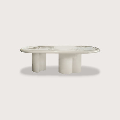 Gabriel Cylindrical Marble Dining Table - Cream Dining Table Raffine Default Title