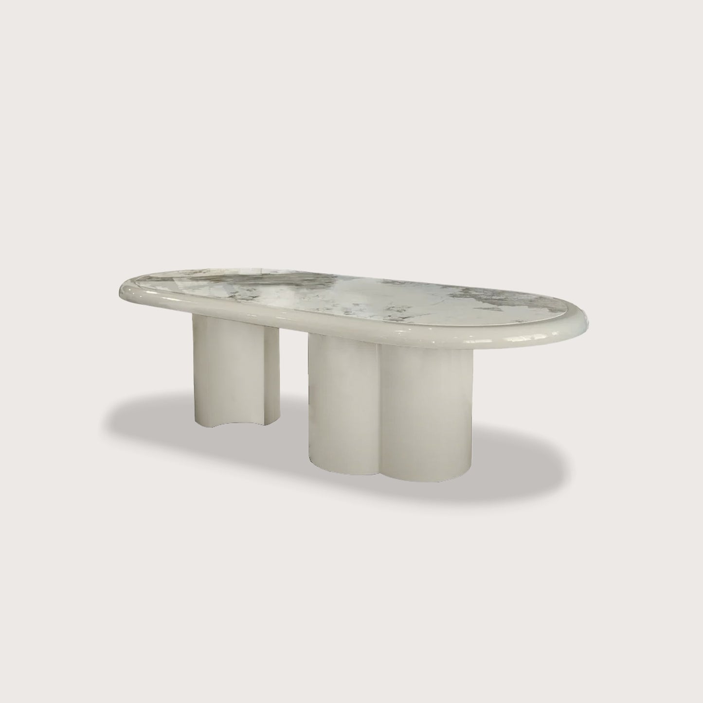 Gabriel Cylindrical Marble Dining Table - Cream Dining Table Raffine