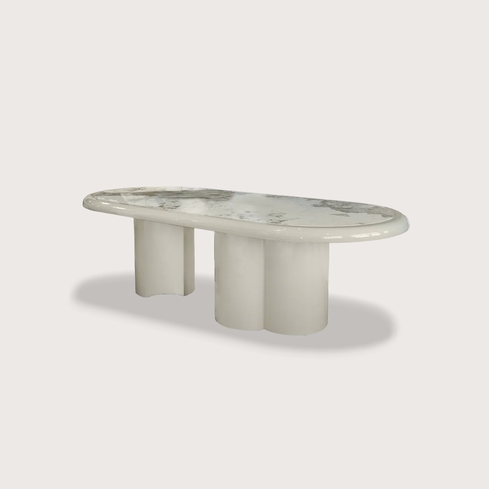 Gabriel Cylindrical Marble Dining Table - Cream Dining Table Raffine