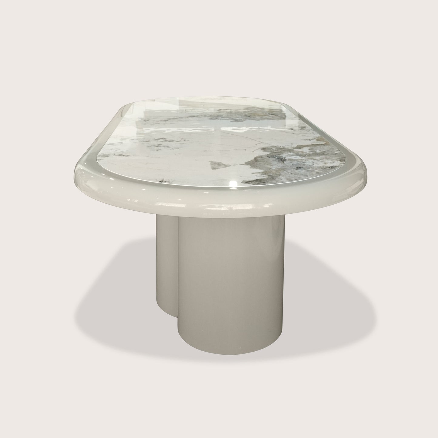 Gabriel Cylindrical Marble Dining Table - Cream Dining Table Raffine