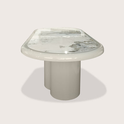 Gabriel Cylindrical Marble Dining Table - Cream Dining Table Raffine