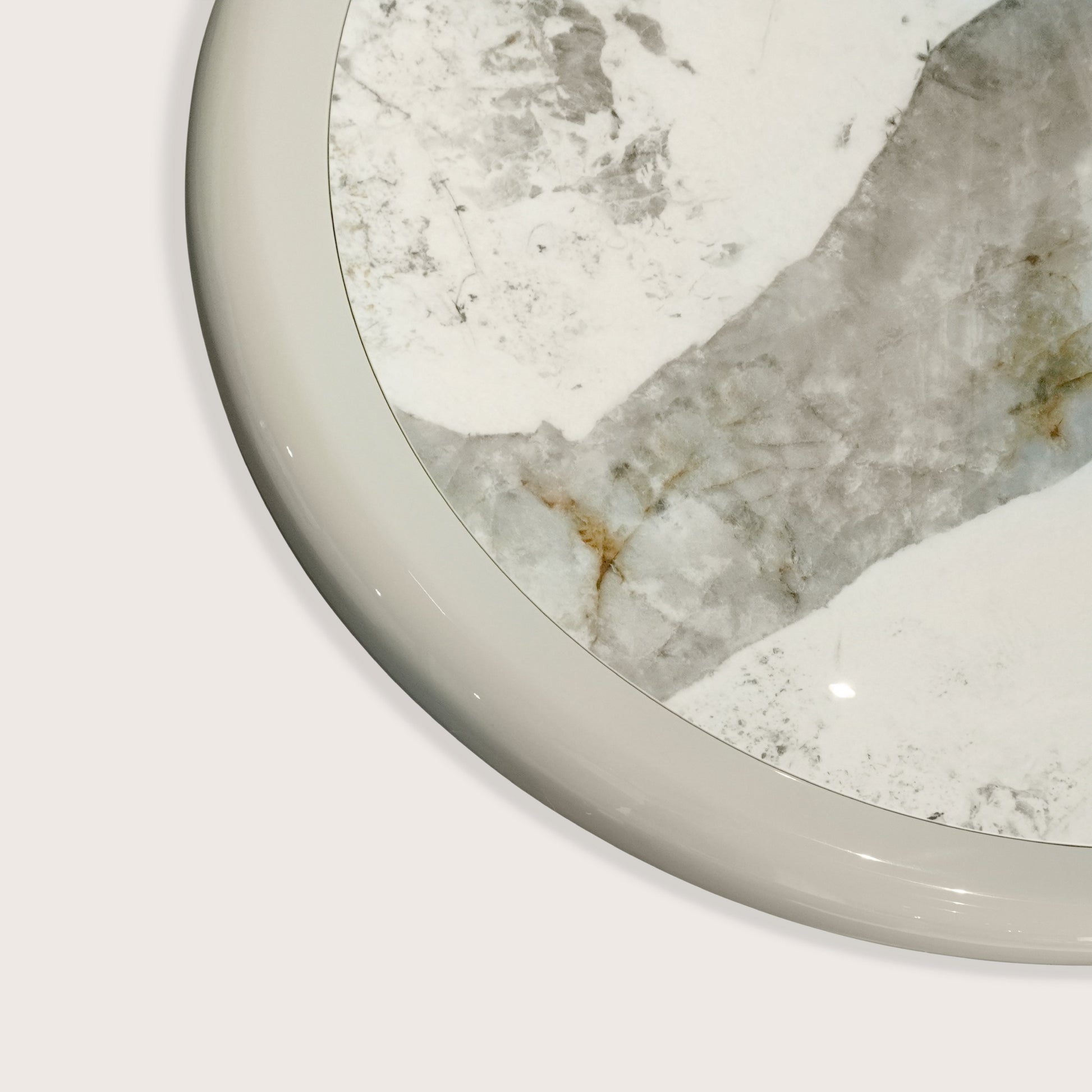 Gabriel Cylindrical Marble Dining Table - Cream Dining Table Raffine