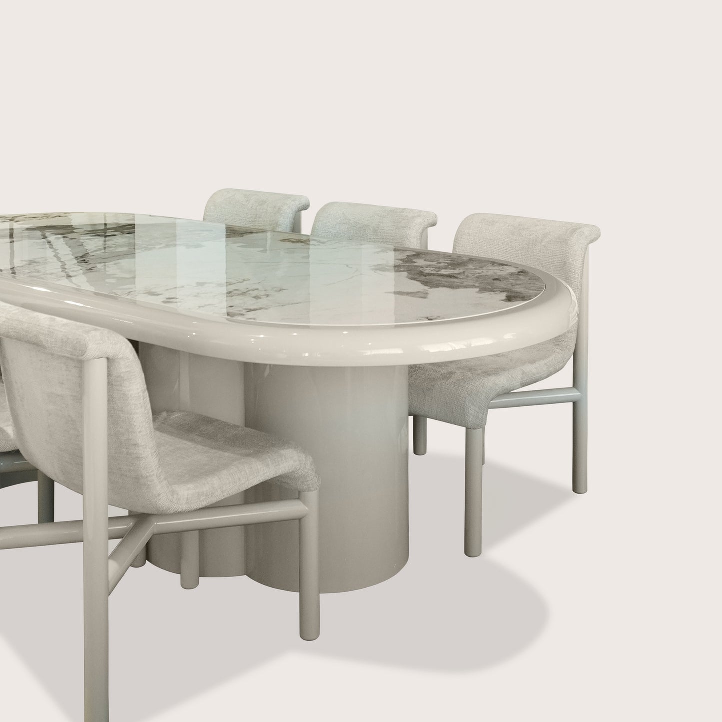 Gabriel Cylindrical Marble Dining Table - Cream Dining Table Raffine