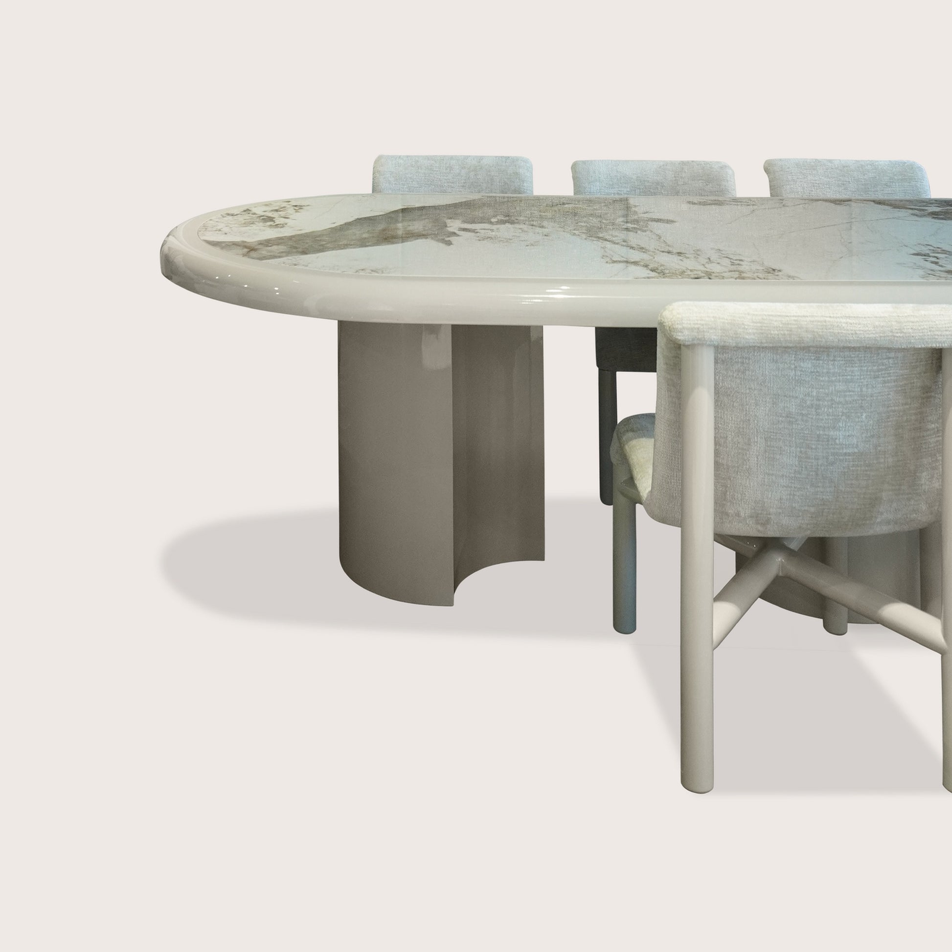 Gabriel Cylindrical Marble Dining Table - Cream Dining Table Raffine