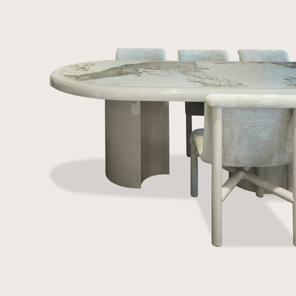 Gabriel Cylindrical Marble Dining Table - Cream Dining Table Raffine