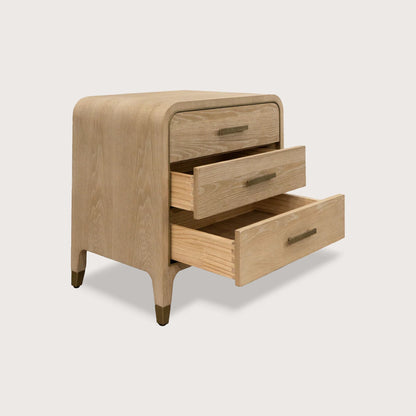Hannah Curved Timber Bedside Table - Natural Bedside Table Raffine