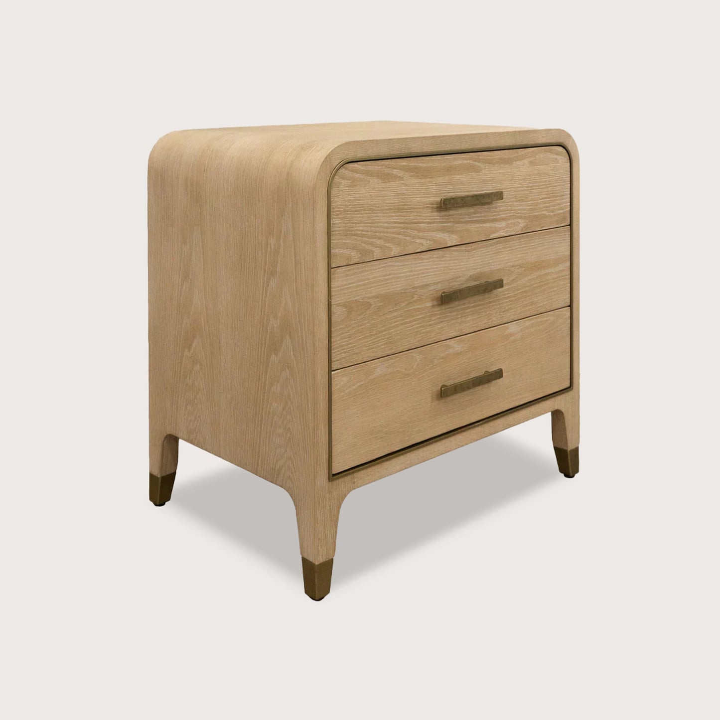 Hannah Curved Timber Bedside Table - Natural Bedside Table Raffine