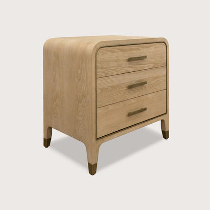 Hannah Curved Timber Bedside Table - Natural Bedside Table Raffine