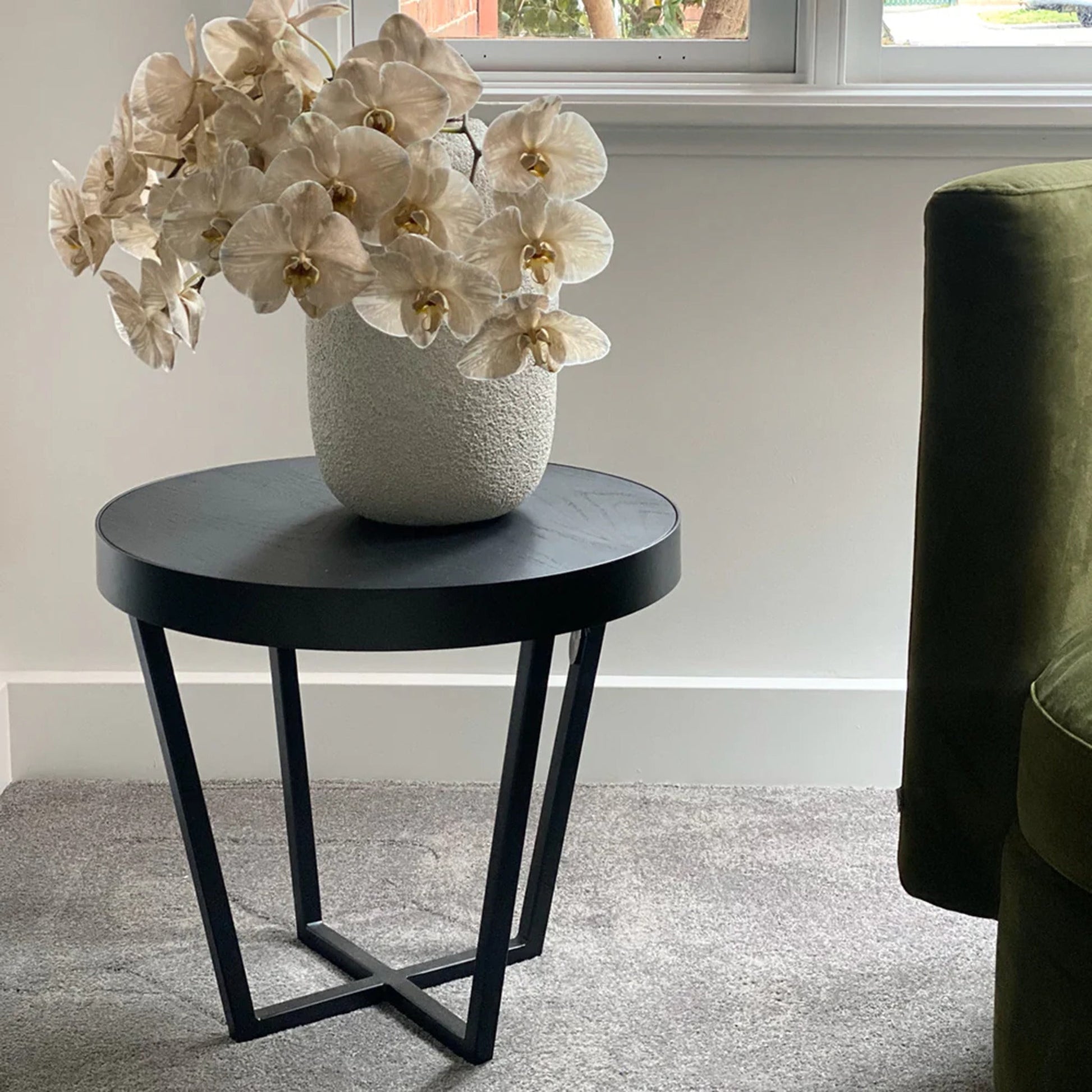 Hendrix Round Side Table - Black Side Table M+Co Living