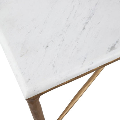 Heston Rectangle Marble Coffee Table - Brass Coffee Table Cafe Lighting & Living   