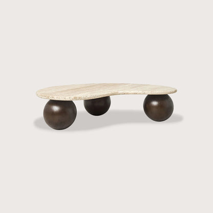 Isla Sculpted Marble Coffee Table - Oak Coffee Table Raffine Default Title