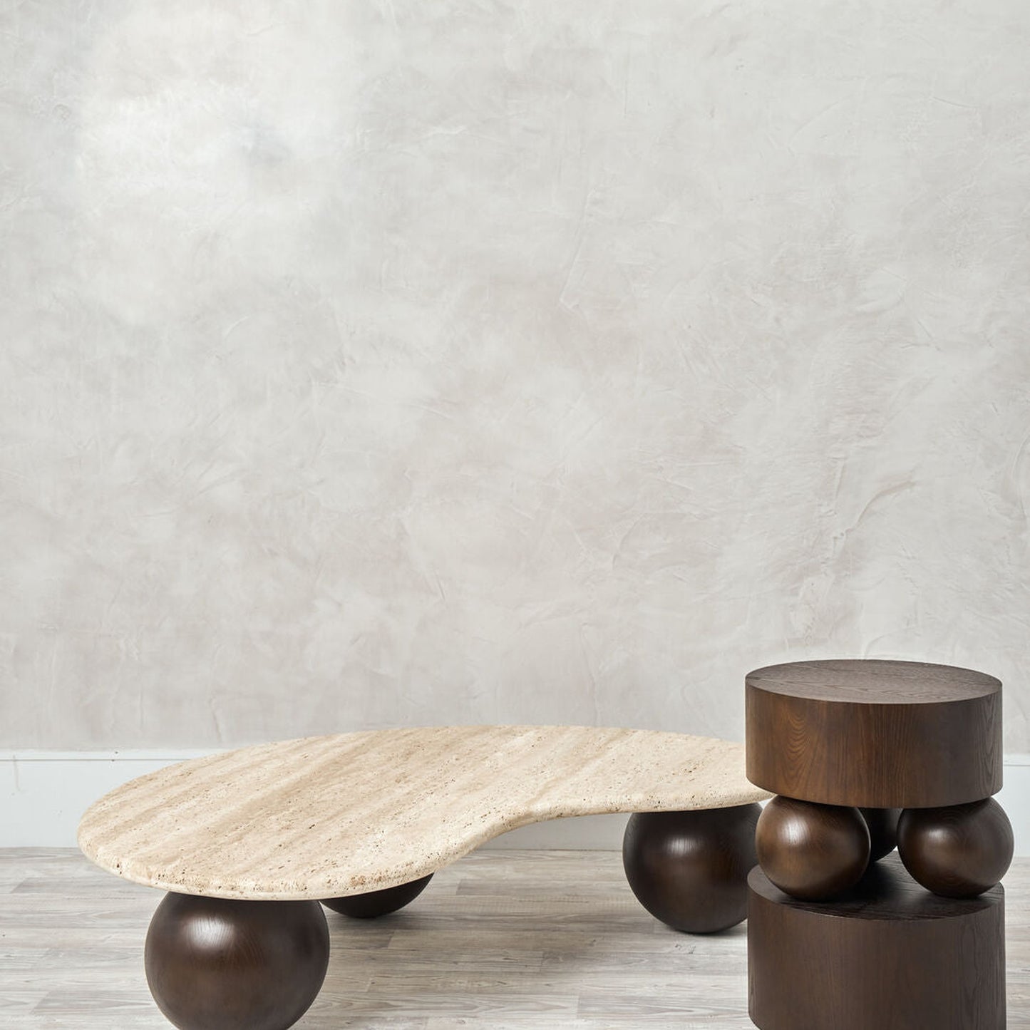 Isla Sculpted Marble Coffee Table - Oak Coffee Table Raffine
