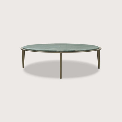 Jemma Soft Circular Marble Coffee Table - Brass Coffee Table Raffine