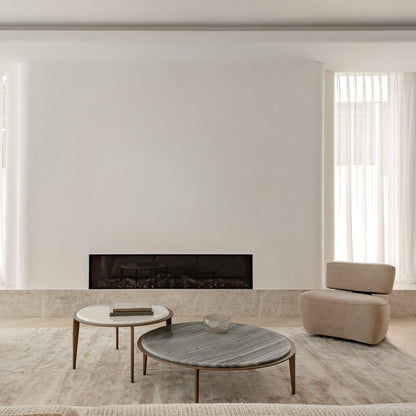 Jemma Soft Circular Marble Coffee Table - Brass Coffee Table Raffine