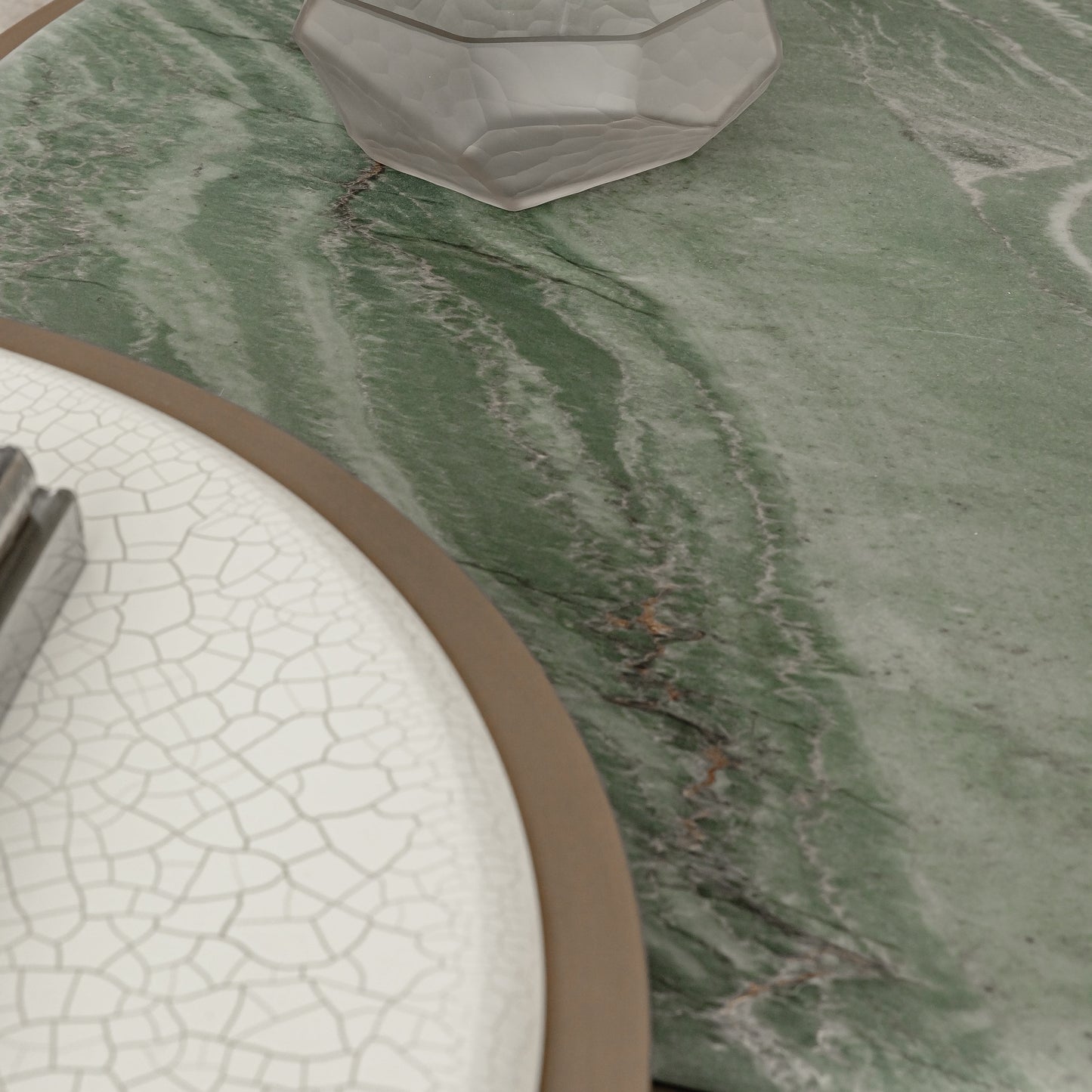 Jemma Soft Circular Marble Coffee Table - Brass Coffee Table Raffine