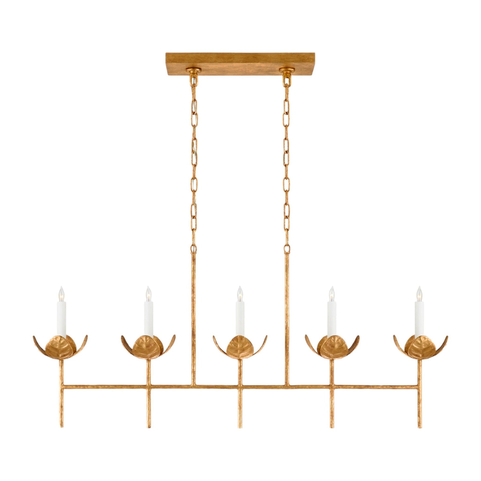 Julie Neill Illana Large Gild Leaf Linear Chandelier Pendant Light Bloomingdales Lighting Gild  