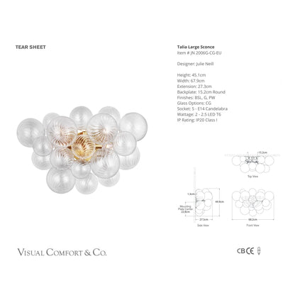 Julie Neill Talia Large Glass Wall Sconce - Gild Wall Light Bloomingdales Lighting   