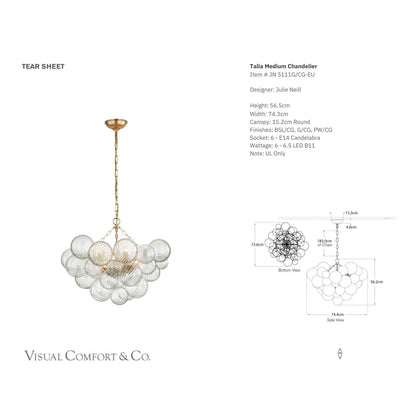 Julie Neill Talia Medium Round Glass Chandelier - Gild Pendant Light Bloomingdales Lighting   
