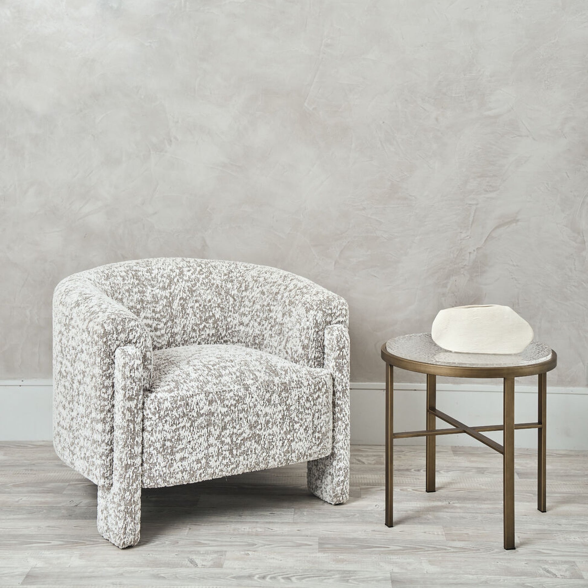 Kelly Curved Back Fabric Occasional Chair - Grey White Occasional Chair Raffine