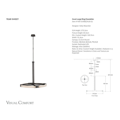 Kelly Wearstler Covet Alabaster Large Ring Chandelier - Bronze Pendant Light Bloomingdales Lighting   