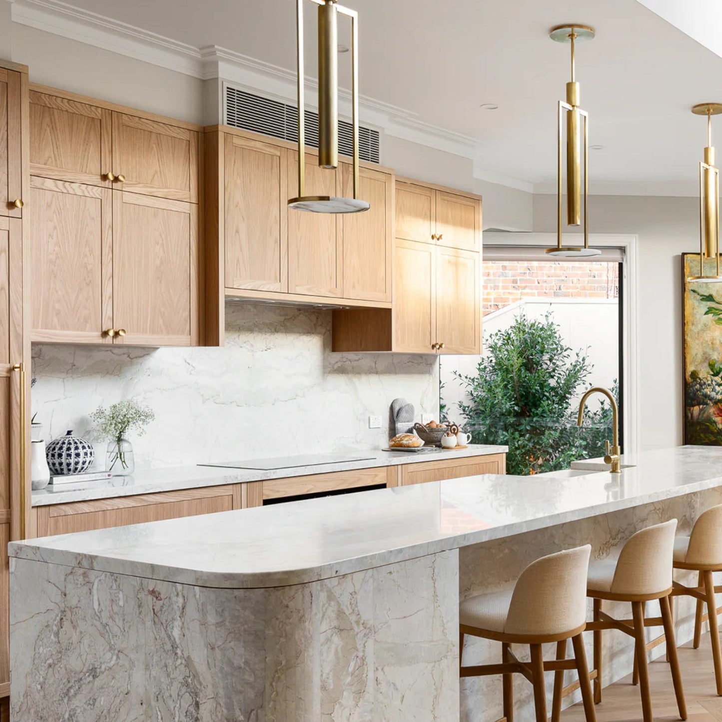Kelly Wearstler Melange Medium Floating Alabaster Disc Pendant Light - Brass Pendant Light Bloomingdales Lighting   