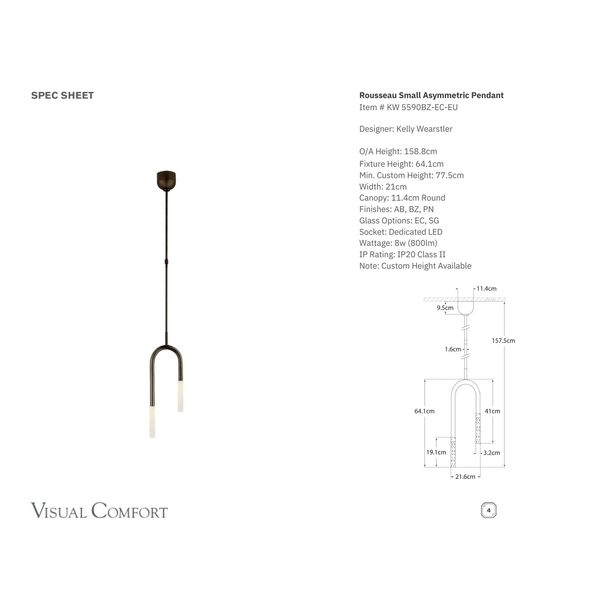 Kelly Wearstler Rousseau Small Asymmetric Pendant Light - Bronze Pendant Light Bloomingdales Lighting   