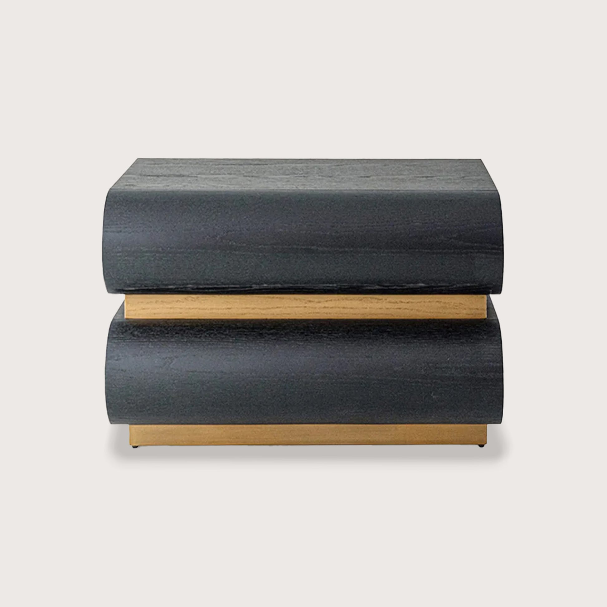 Laurent Curved Front Timber Bedside Table - Brass Bedside Table Raffine Default Title