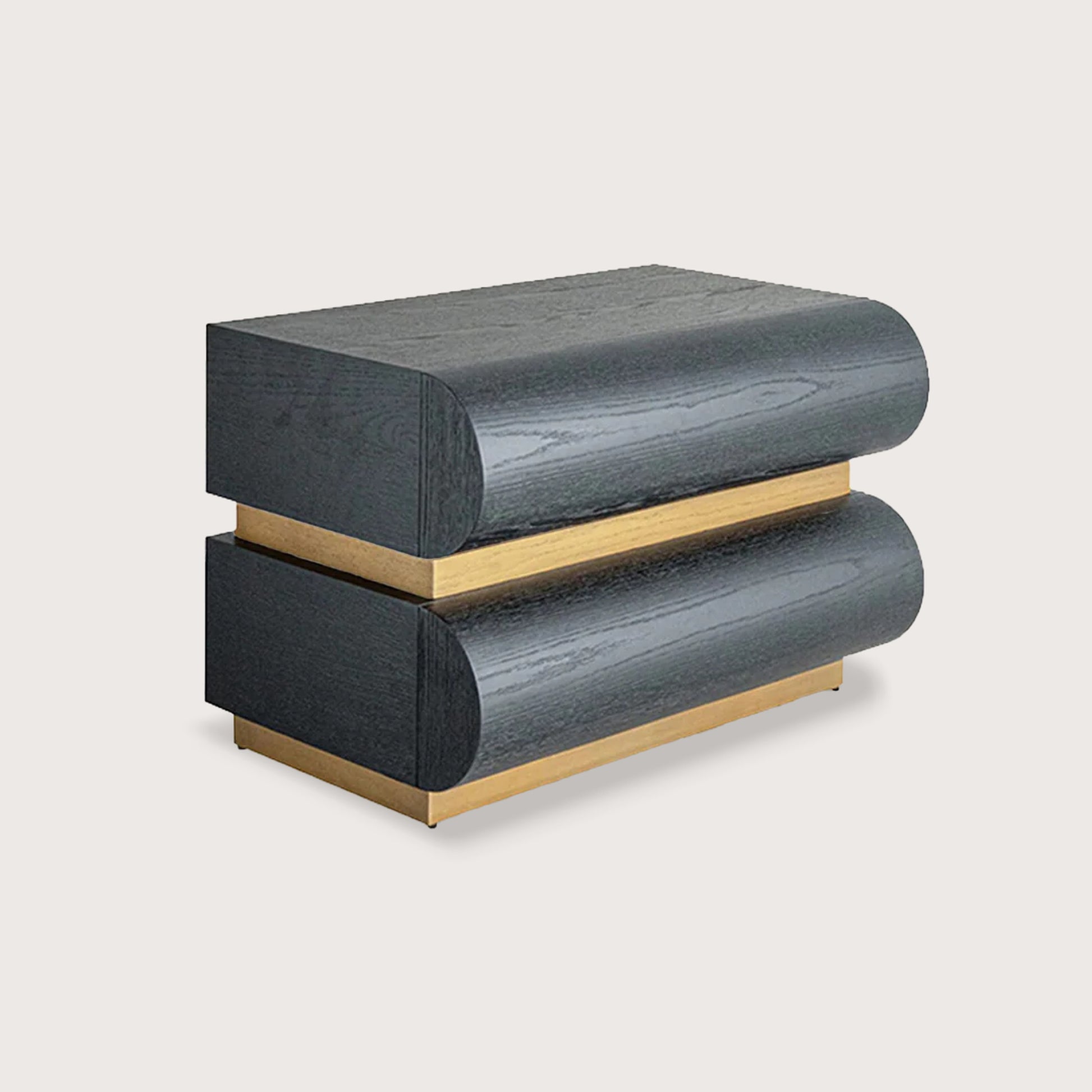 Laurent Curved Front Timber Bedside Table - Brass Bedside Table Raffine