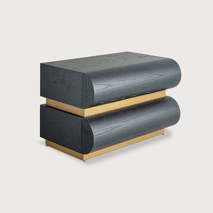 Laurent Curved Front Timber Bedside Table - Brass Bedside Table Raffine