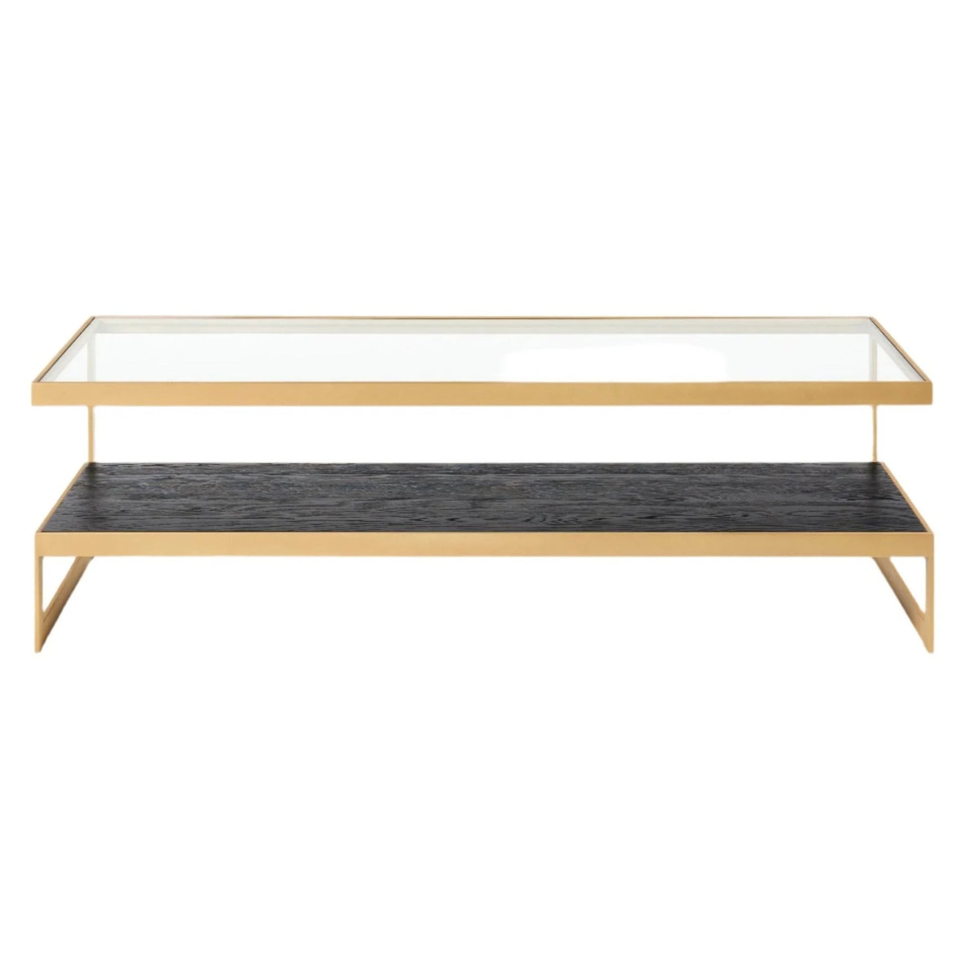 Lenny Rectangle Glass & Timber Coffee Table - Black Coffee Table M+Co Living Gold
