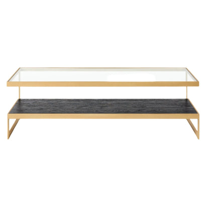 Lenny Rectangle Glass & Timber Coffee Table - Black Coffee Table M+Co Living Gold
