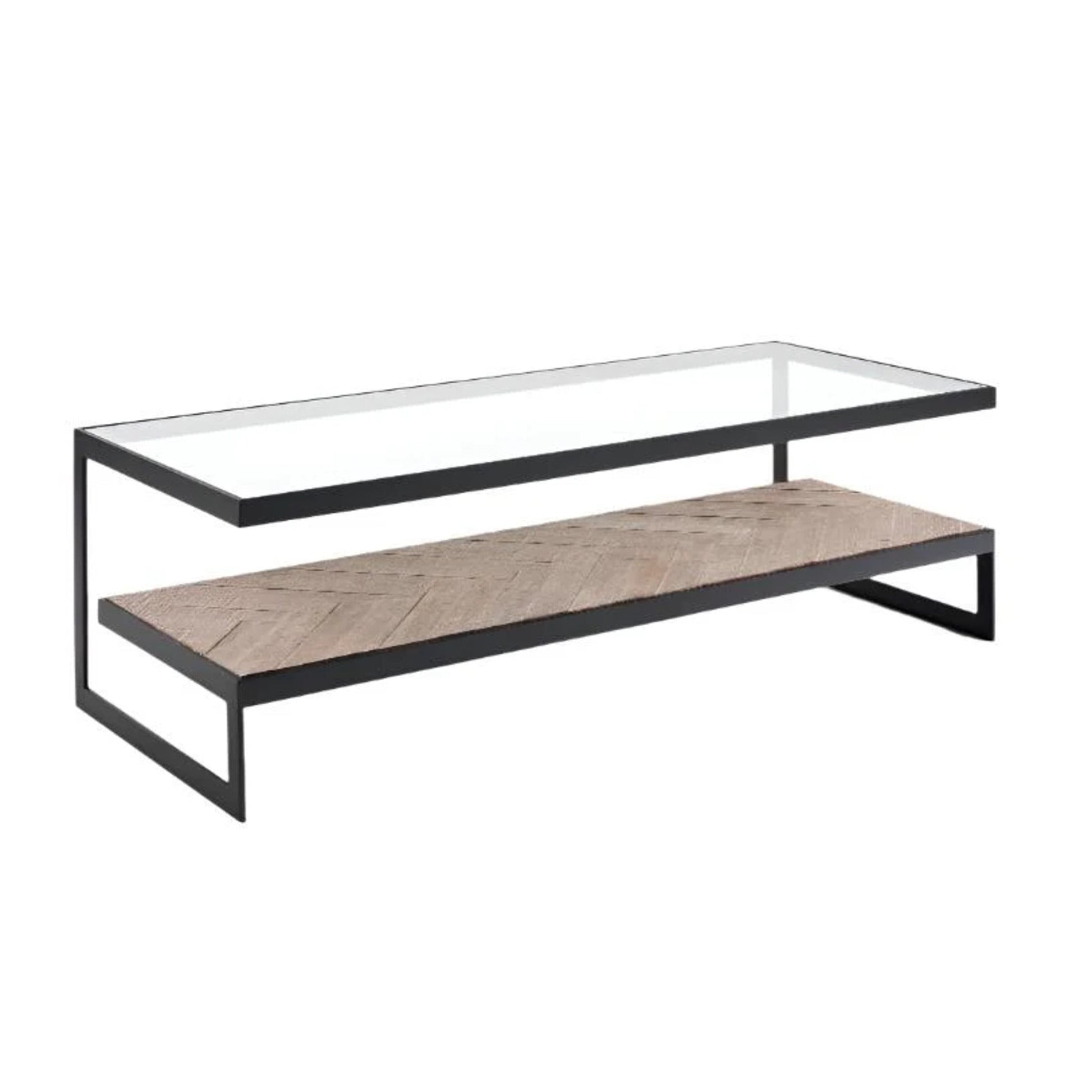 Lenny Rectangle Glass & Timber Coffee Table - Black Coffee Table M+Co Living