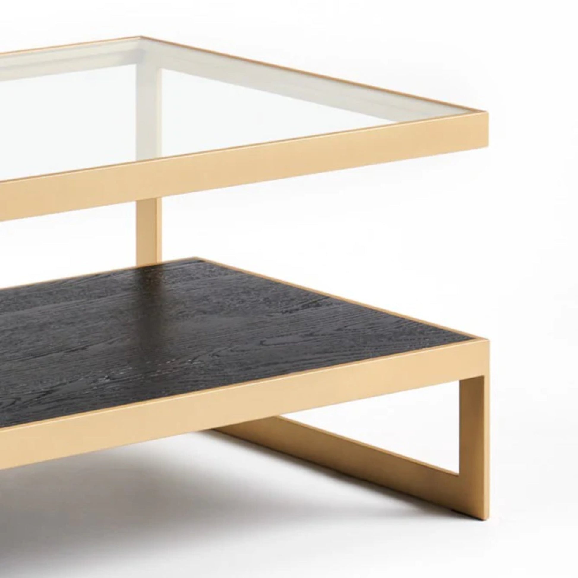 Lenny Rectangle Glass & Timber Coffee Table - Black & Gold Coffee Table M+Co Living
