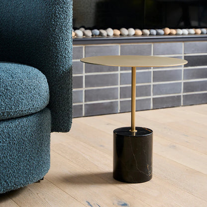 Lilli Round Marble Side Table - Black Red & Gold Side Table M+Co Living