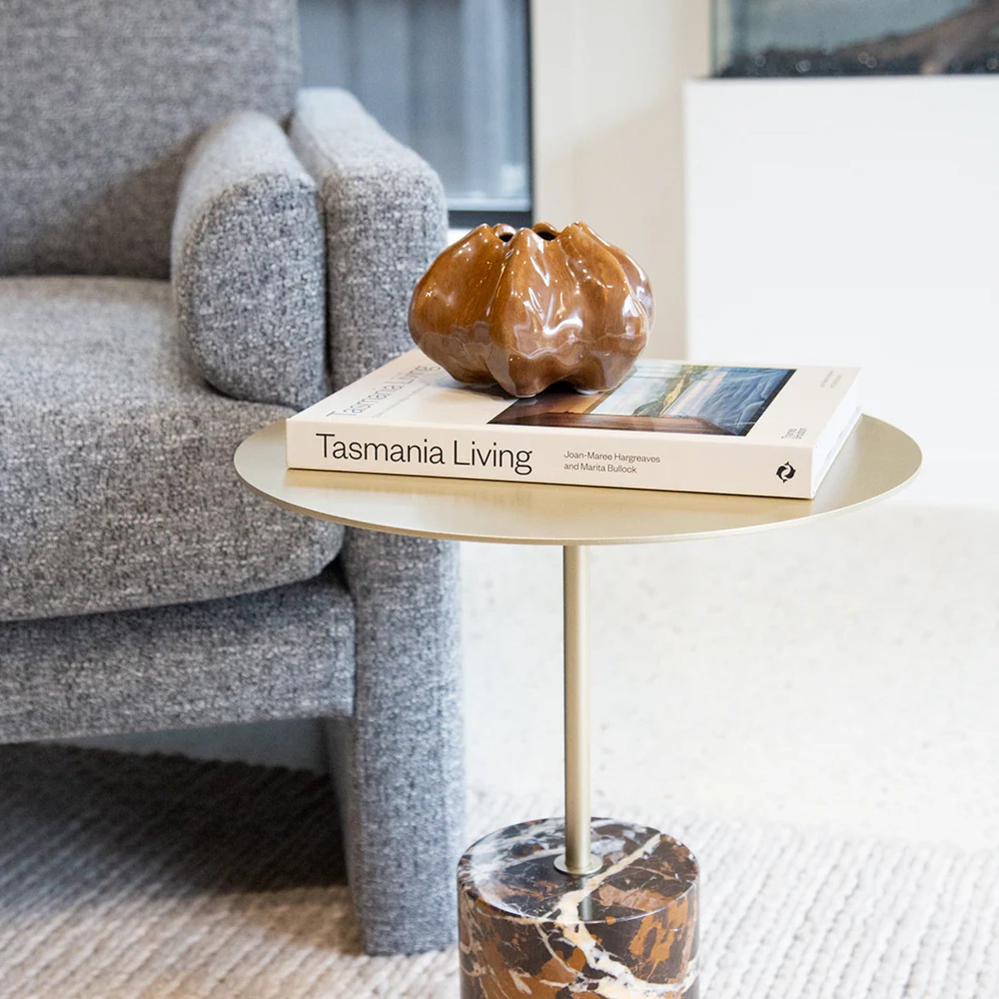 Lilli Round Marble Side Table - Black Red & Gold Side Table M+Co Living