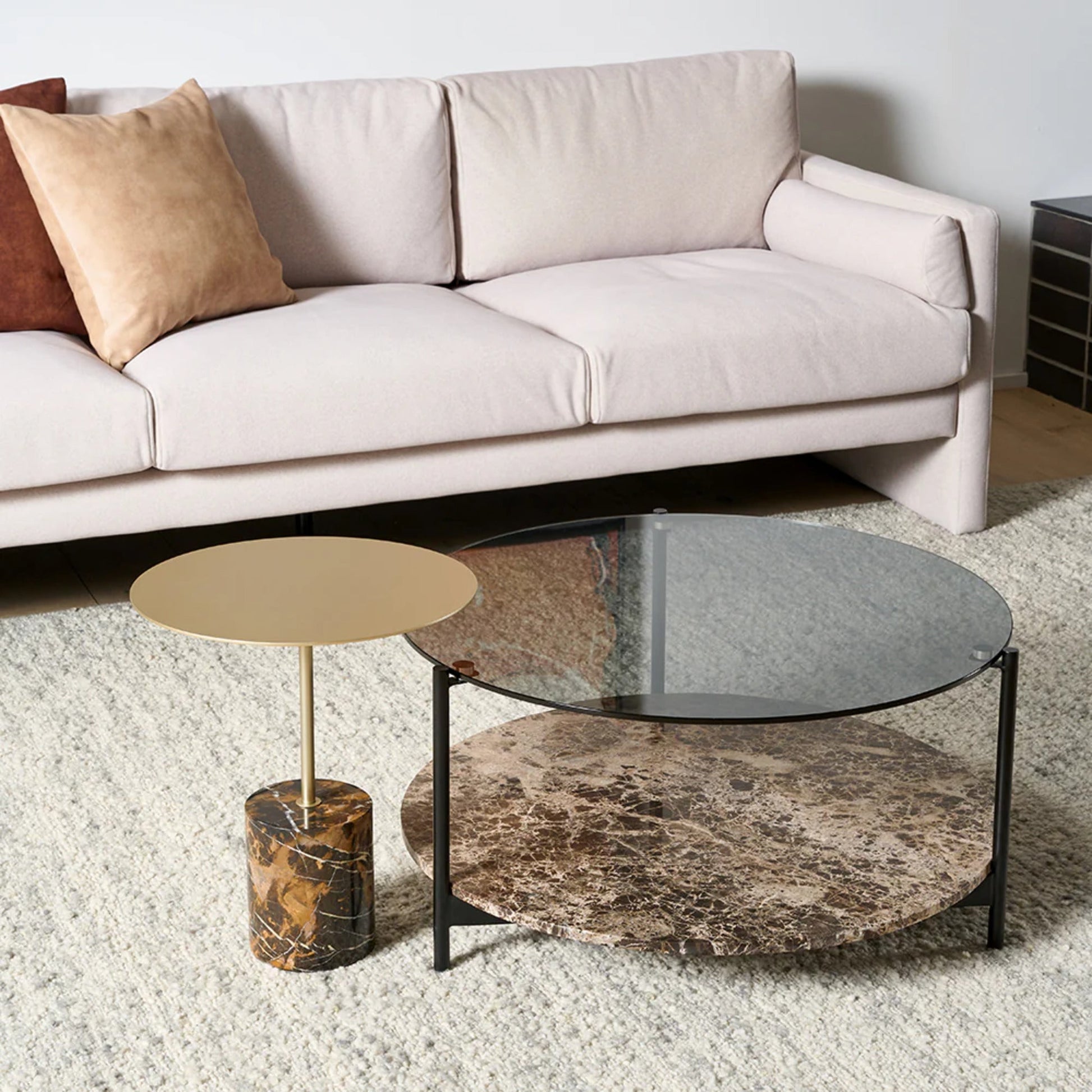 Lilli Round Marble Side Table - Black Red & Gold Side Table M+Co Living
