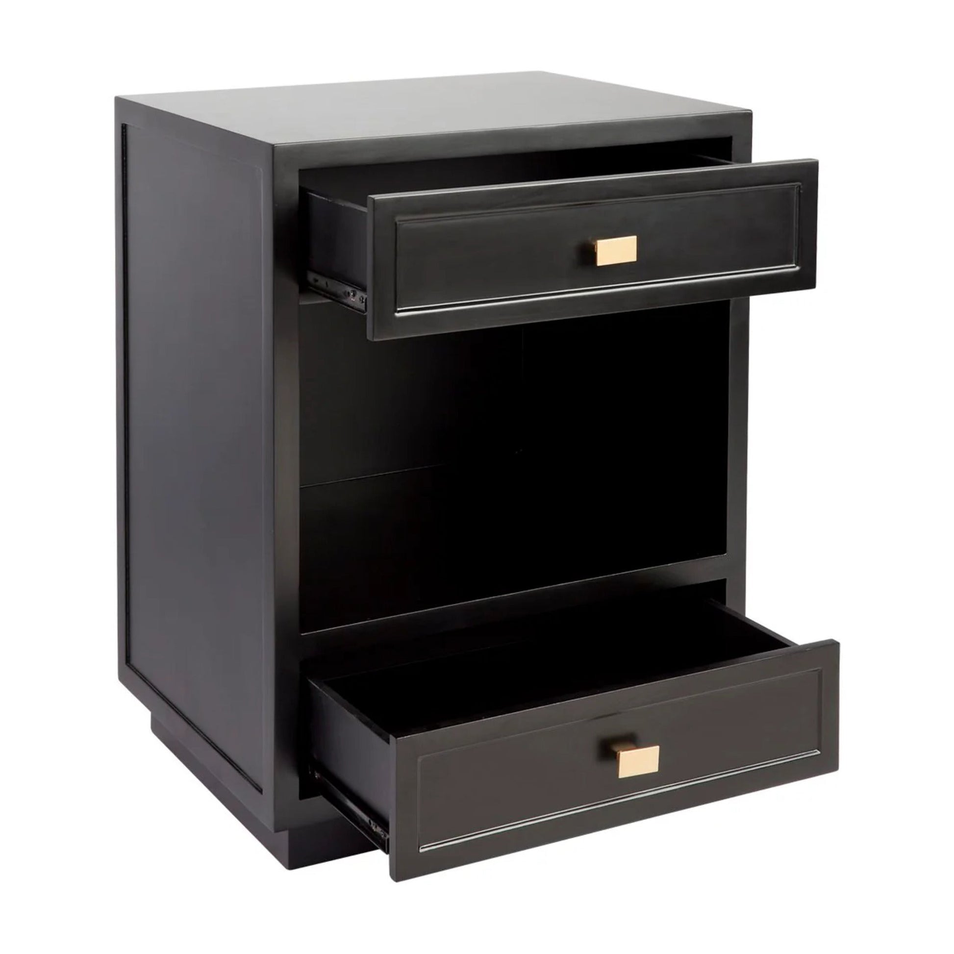 Logan Open Two Drawer Bedside Table - Black Bedside Table Cafe Lighting & Living   