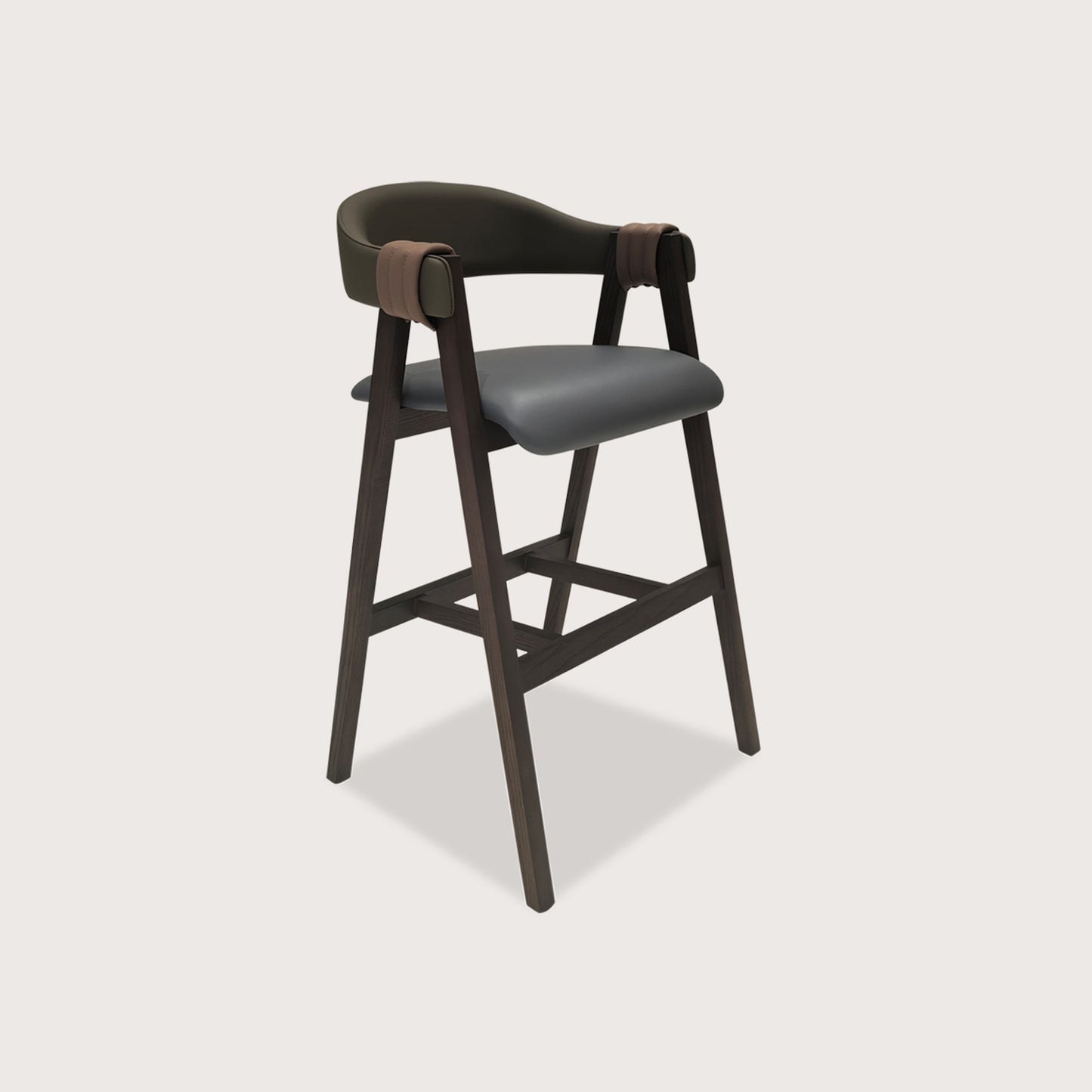 Louis Sculptural Timber Bar Stool - Grey White Bar Stool Raffine Default Title