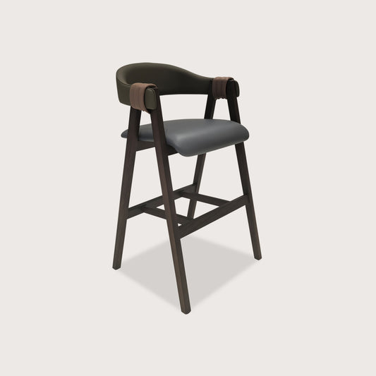 Louis Sculptural Timber Bar Stool - Grey White Bar Stool Raffine Default Title
